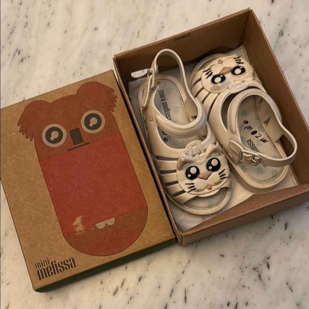 Mini Melissa White Cat Kids Sandals